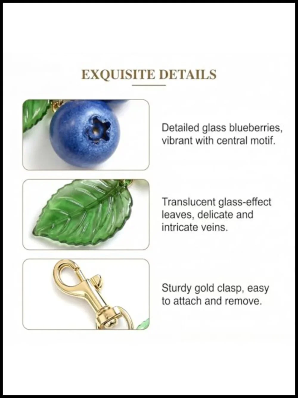 Realistic 3D Blueberry Keychain for Women Fruit Bag Charm Handbag Tote